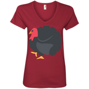 Turkey Thanksgiving Emoji Ladies’ V-Neck T-Shirt