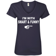 Im with Smart and Funny Ladies’ V-Neck T-Shirt