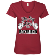 This Girl Loves Her Boyfriend Ladies’ V-Neck T-Shirt