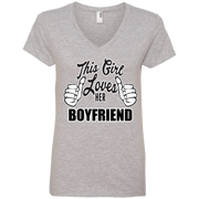 This Girl Loves Her Boyfriend Ladies’ V-Neck T-Shirt