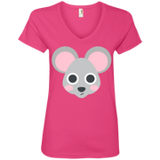 Mouse Face Emoji Ladies’ V-Neck T-Shirt