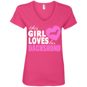 This Girl Loves Her Dachshund Ladies’ V-Neck T-Shirt