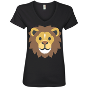 Lion Face Emoji Ladies’ V-Neck T-Shirt