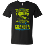 I Love Being A Grandpa More Than Fishing Men’s V-Neck T-Shirt