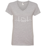 Heart Beat Bulldog Ladies’ V-Neck T-Shirt