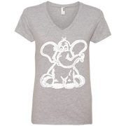 Cartoon Elephant Stencil Ladies’ V-Neck T-Shirt