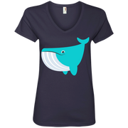Whale Emoji Ladies’ V-Neck T-Shirt