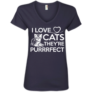 I Love Cats They’re Purrrfect (Perfect) T-Shirt Ladies’ V-Neck T-Shirt