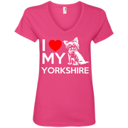 I Love My Yorkshire Dog Ladies’ V-Neck T-Shirt