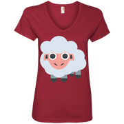 Sheep Emoji Ladies’ V-Neck T-Shirt