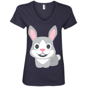 Rabbit Emoji Ladies’ V-Neck T-Shirt