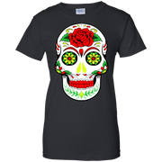 Flowered Skull of Beauty Ladies Fitted T-Shirt