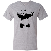 Banksy’s Panda Holding Duel Guns Men’s V-Neck T-Shirt