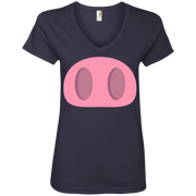 Pig Nose Emoji Ladies’ V-Neck T-Shirt