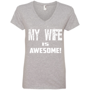 My Wife is Awesome! Funny Husband Ladies’ V-Neck T-Shirt