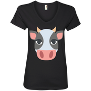 Cow Face Emoji Ladies’ V-Neck T-Shirt