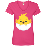 Chick Hatching Emoji Ladies’ V-Neck T-Shirt