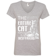 The Entire Cat Population in my Best Friend Ladies’ V-Neck T-Shirt