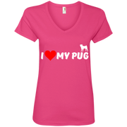 I Love my Pug Ladies’ V-Neck T-Shirt