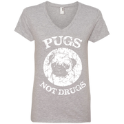 Pugs Not Drugs! Ladies’ V-Neck T-Shirt
