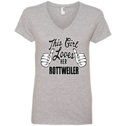 This Girl Loves Her Rottweiler Ladies’ V-Neck T-Shirt