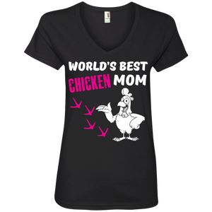 Worlds Best Chicken Mum Ladies’ V-Neck T-Shirt