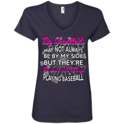 My Grandkids Are Forever and Always Playing Baseball Ladies’ V-Neck T-Shirt