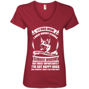 No.1 Dog Mom. I’ve Got Happy Dogs! Ladies’ V-Neck T-Shirt