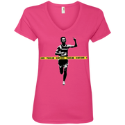 Banksy’s Running through the Police Line Ladies’ V-Neck T-Shirt