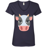 Cow Face Emoji Ladies’ V-Neck T-Shirt