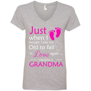 Just When i Thought I Was Too Old To Love Again, I Became a Grandma! Ladies’ V-Neck T-Shirt