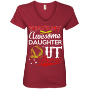 Thats my Awesome Daughter Out There Baseball Ladies’ V-Neck Tee