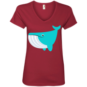 Whale Emoji Ladies’ V-Neck T-Shirt