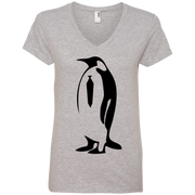 Banksy’s Smart Penguin Stencil Ladies’ V-Neck T-Shirt