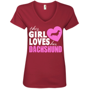 This Girl Loves Her Dachshund Ladies’ V-Neck T-Shirt