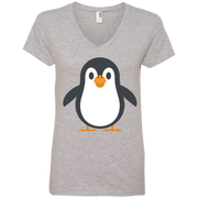 Happy Penguin Emoji Ladies’ V-Neck T-Shirt