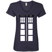 Doctor Who Parody Phone Box Ladies’ V-Neck T-Shirt