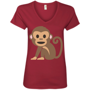 Monkey Emoji Ladies’ V-Neck T-Shirt