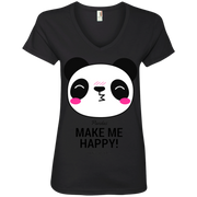 Pandas Make Me Happy, You Not so Much Ladies’ V-Neck T-Shirt