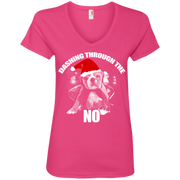 Dashing Through the NO! Christmas Ladies’ V-Neck T-Shirt
