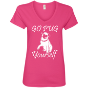 Go Pug Yourself Ladies’ V-Neck T-Shirt