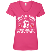 Zelda Good Things Come to Those Who break Clay Pots Ladies’ V-Neck T-Shirt