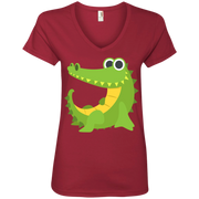 Sexy Crocodile Emoji Ladies’ V-Neck T-Shirt