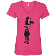 Banksy’s Girl Hugging a B0MB Ladies’ V-Neck T-Shirt