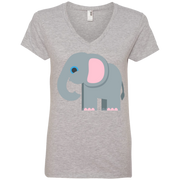Elephant Emoji Ladies’ V-Neck T-Shirt