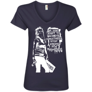 Banksy’s If You want to Achieve Greatness Stop Asking for Permission Ladies’ V-Neck T-Shirt