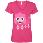 Poodle Emoji Ladies’ V-Neck T-Shirt