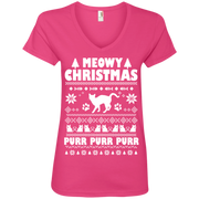 Meowy Christmas Ladies’ V-Neck T-Shirt