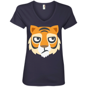 Tiger Face Emoji Ladies’ V-Neck T-Shirt