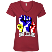 Fight Like a Girl! Womens Day Protest Ladies’ V-Neck T-Shirt